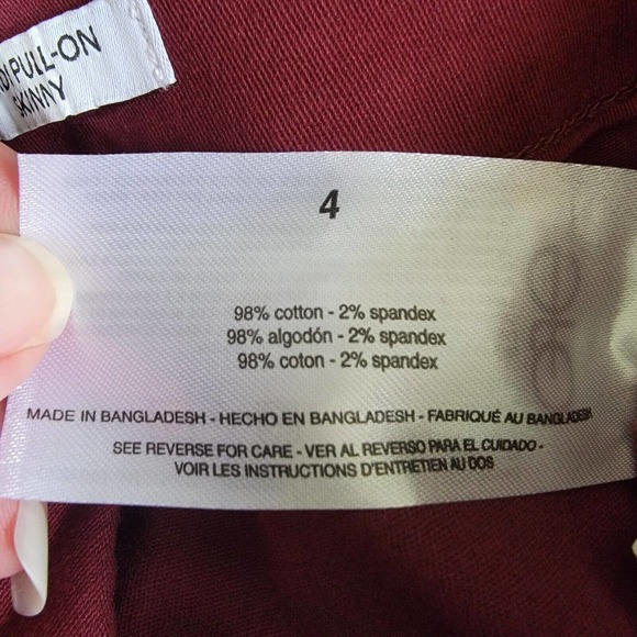 Nine West Women's Heidi Pull On Skinny Twill Pants Size 4 Tawny Port Wine - Picture 6 of 7